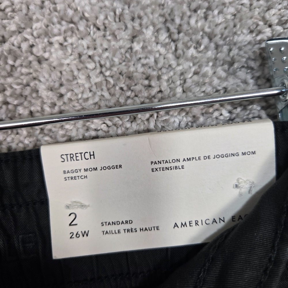American Eagle Baggy Jogger Cargo Pants Women's 2 (27Wx29L) Black Stretch NEW - Picture 4 of 11